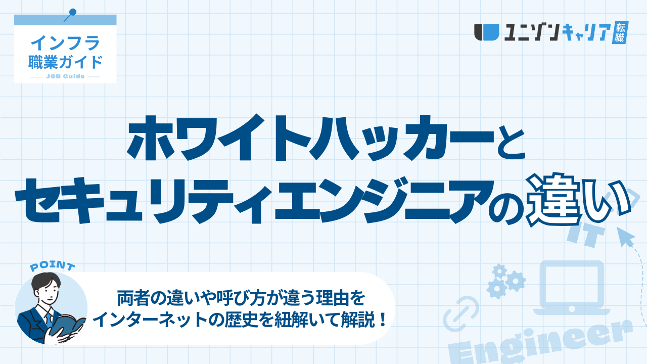 ホワイトハッカーとセキュリティエンジニアは何が違う？わかりやすく解説 ｜ ｜ITエンジニア専門転職エージェント「ユニゾンキャリア」