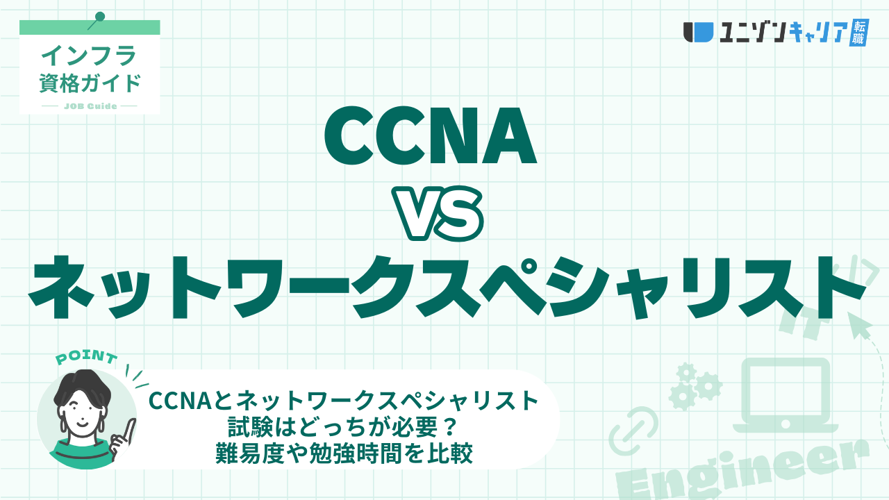 CCNAとネットワークスペシャリスト試験どっちが必要？難易度や勉強時間を比較