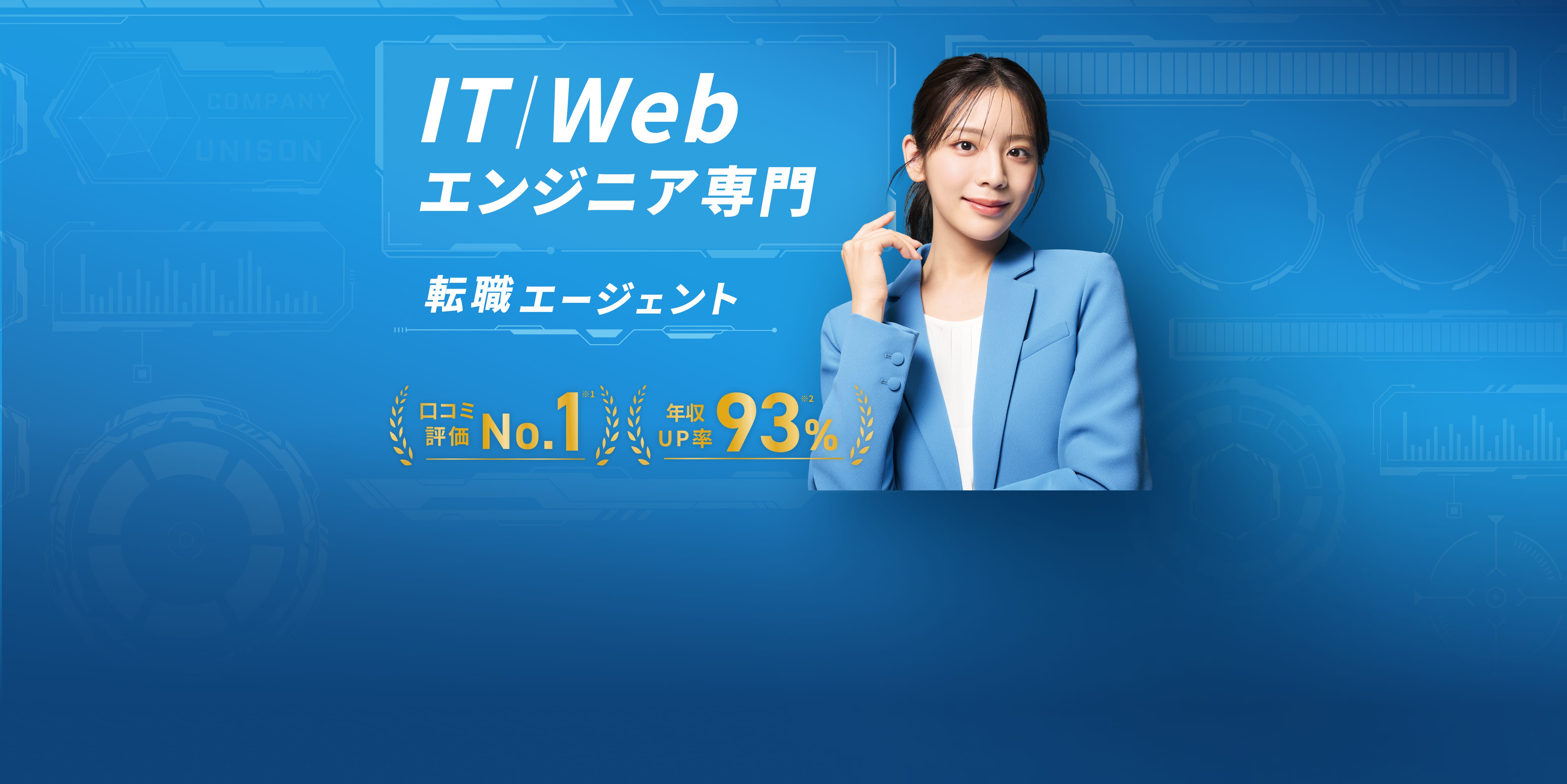 IT/Webエンジニア専門転職エージェント。ロコミ評価No.1、年収UP率93%