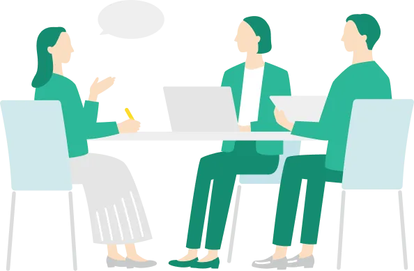企業担当者が学生と面談している様子